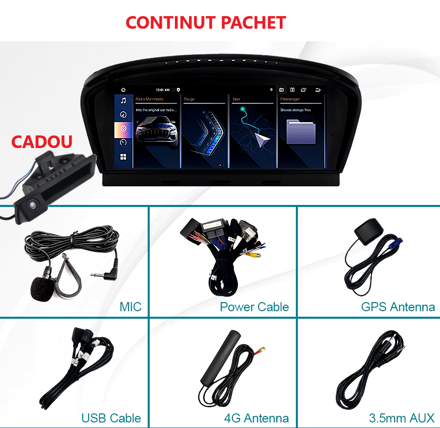 Navigație BMW Seria 5 E60/E61/E63/E64/E90/E91/E92 (2004-2012) CCC - CarPlay, Android Auto, 4GB RAM, 64GB ROM, 4G SIM, DSP + Cameră AHD CADOU [3]
