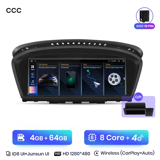 Navigație BMW Seria 5 E60/E61/E63/E64/E90/E91/E92 (2004-2012) CCC - CarPlay, Android Auto, 4GB RAM, 64GB ROM, 4G SIM, DSP + Cameră AHD CADOU [2]