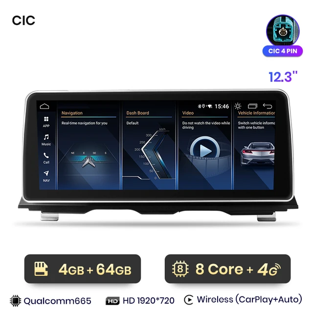 Navigație BMW Seria 5 F10/F11 CIC (2011-2017) - 4GB RAM, 64GB ROM, SIM 4G, CarPlay, Android Auto, DSP, 8 Core, Ecran 12.3 inch [2]