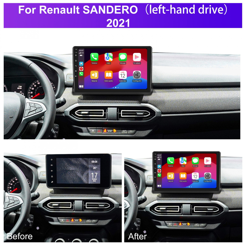 Navigație Android Dacia Logan 3 / Duster / Sandero 2021-2023 – 10.1", 4+64GB, Carplay, DSP [2]