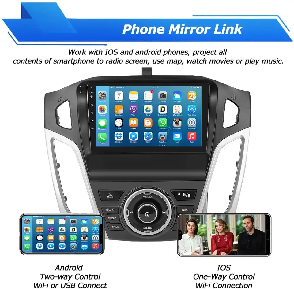 Navigatie Ford Focus (2012-2018) cu Android 11, 2GB RAM 32 GB ROM ecran 9 Inch,Carplay si Android Auto [5]