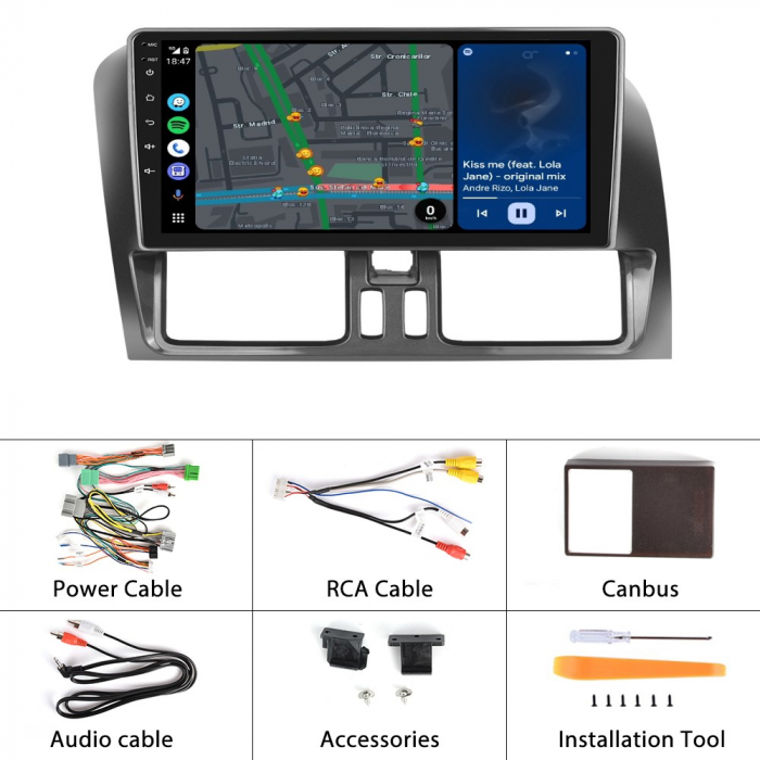 Navigatie VOLVO XC60 (2008-2013), Android 12, 4GB RAM 64GB, SIM 4G, DSP, Carplay si Android auto, ecran 9 inch [7]