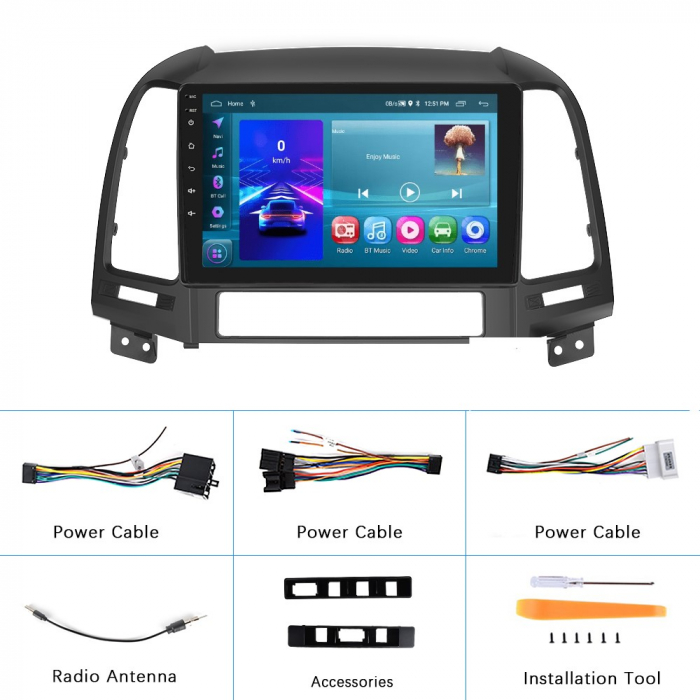 Navigatie Hyundai Santa Fe (2006-2012) cu Android, 4 GB 64 GB ROM,DSP, Cartela SIM 4G, Carplay si Android Auto [5]