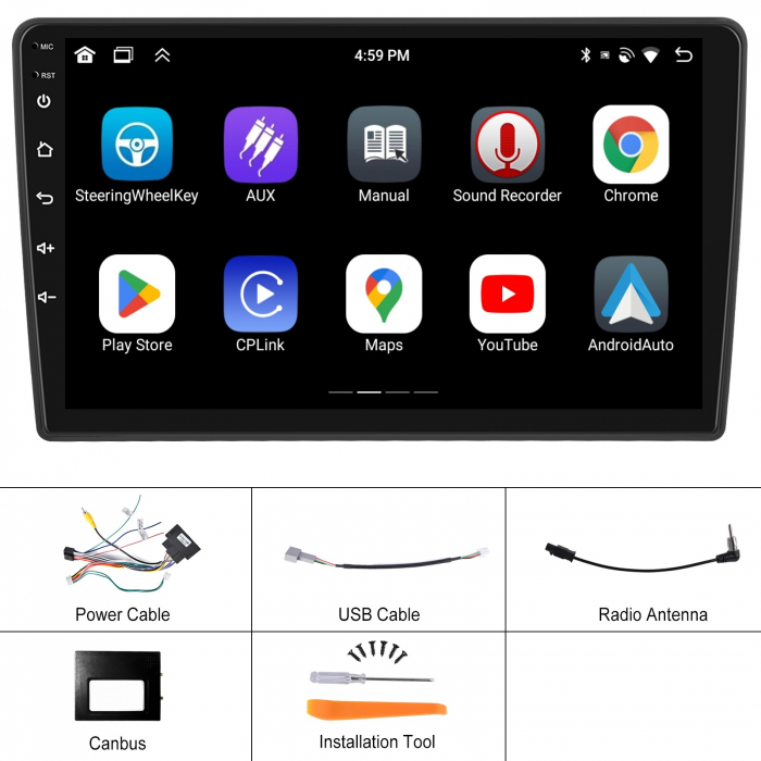 Navigatie Peugeot Partner (2008-2018), Android 12, 2GB RAM 32GB, DSP, Carplay si Android auto, ecran 9 inch [9]