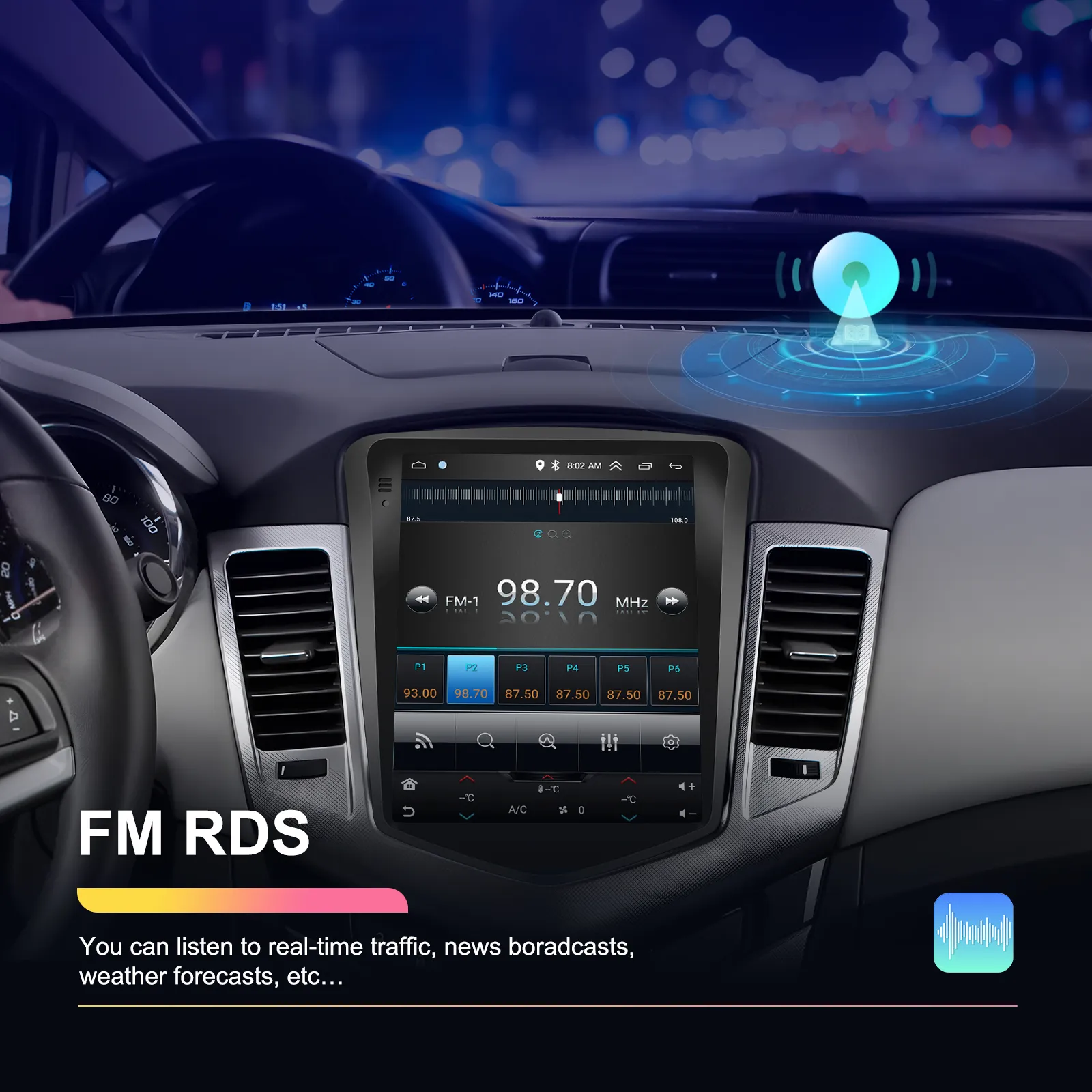 Navigatie Chevrolet Cruze J300 (2008-2014) 2+64GB CarPlay & Android Auto wi-fi, ecran TIP TESLA 9.7 inch [9]