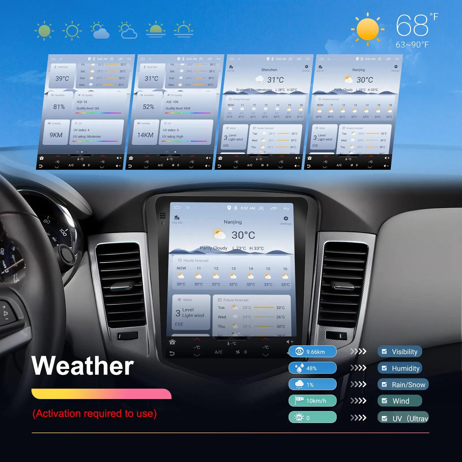 Navigatie Chevrolet Cruze J300 (2008-2014) 2+64GB CarPlay & Android Auto wi-fi, ecran TIP TESLA 9.7 inch [7]