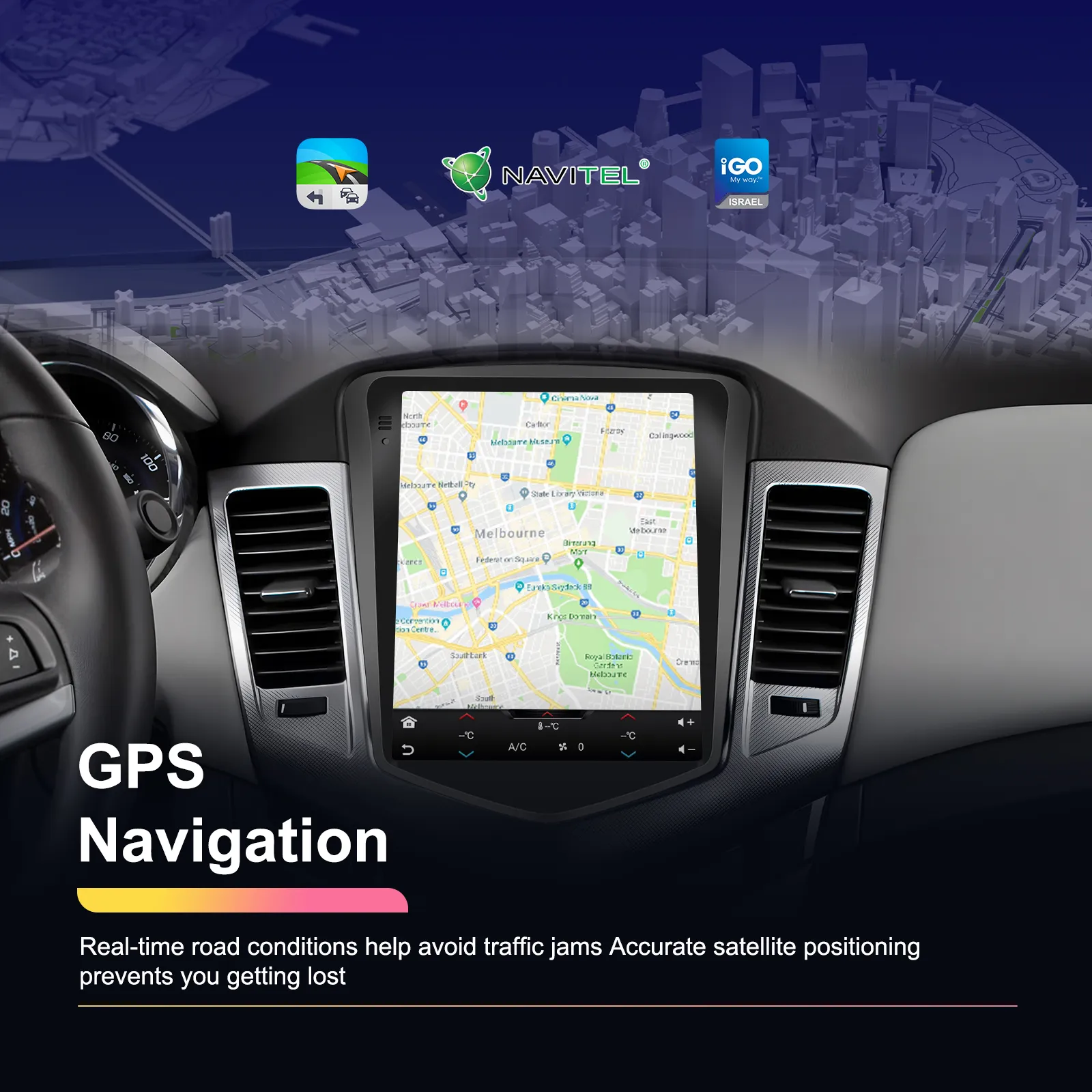 Navigatie Chevrolet Cruze J300 (2008-2014) 2+64GB CarPlay & Android Auto wi-fi, ecran TIP TESLA 9.7 inch [2]