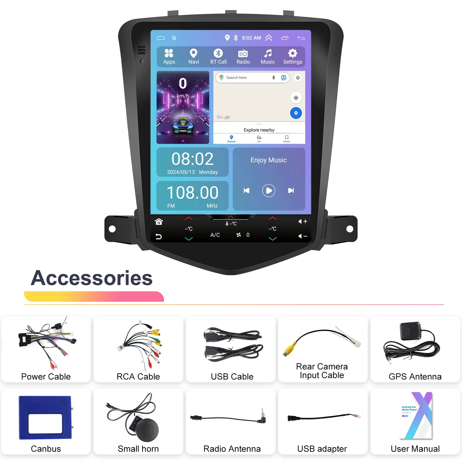 Navigatie Chevrolet Cruze J300 (2008-2014) 2+64GB CarPlay & Android Auto wi-fi, ecran TIP TESLA 9.7 inch [11]