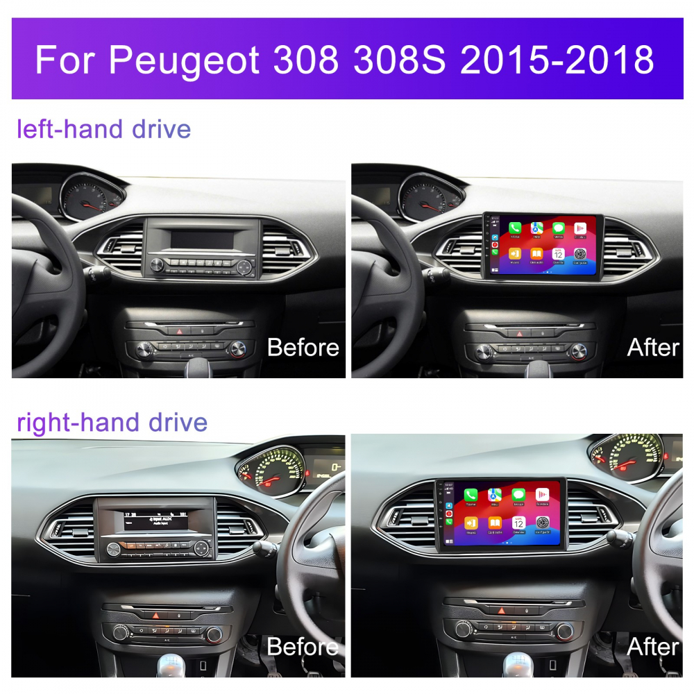 Navigatie Peugeot 308 308S (2015-2018) cu Android, 8GB RAM 128GB ROM, cu SLOT SIM 4G, DSP, ecran 9 Inch,Carplay si Android Auto [4]