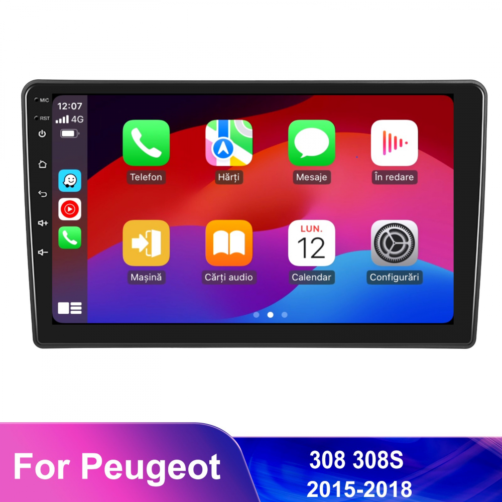 Navigatie Peugeot 308 308S (2015-2018) cu Android, 8GB RAM 128GB ROM, cu SLOT SIM 4G, DSP, ecran 9 Inch,Carplay si Android Auto [6]