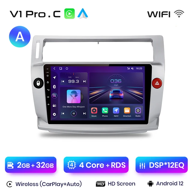 Navigatie Citroen C4 din (2004-2012) cu Android 12, 2GB RAM 32 GB ROM, DSP, ecran 9 Inch,Carplay si Android Auto [2]
