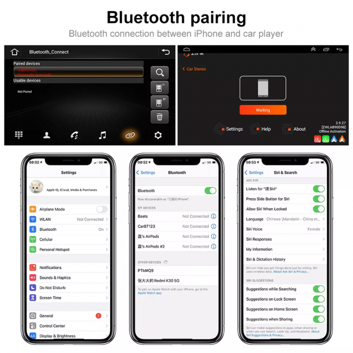 Navigatie Volkswagen|Skoda|Seat cu Android 12, 2GB RAM 32 GB ROM, CarPlay si Android Auto, Ecran de 9 Inch, dedicata Golf 5, Golf 6, Jetta, Passat B6, CC, B7, Polo, Tiguan, Touran, Skoda, Seat [7]