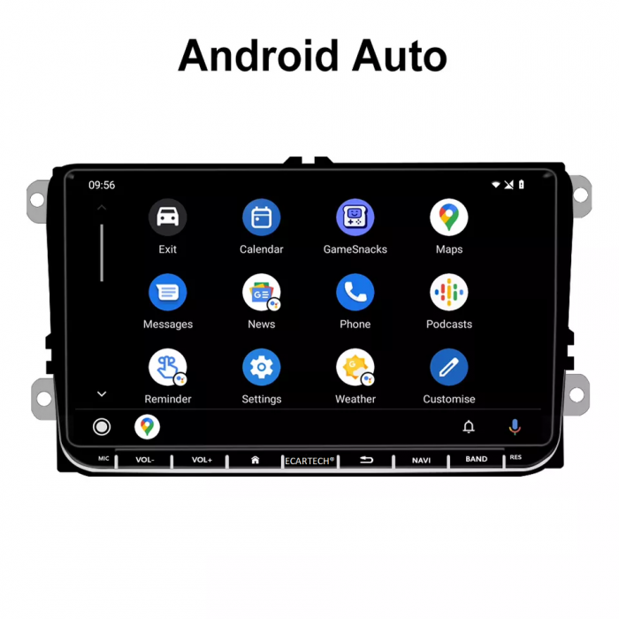 Navigatie Volkswagen, Skoda, Seat cu Android 12, 2GB RAM 32 GB ROM, CarPlay si Android Auto, Ecran de 9 Inch, dedicata Golf 5, Golf 6, Jetta, Passat B6, CC, B7, Polo, Tiguan, Touran, Skoda, Seat [4]