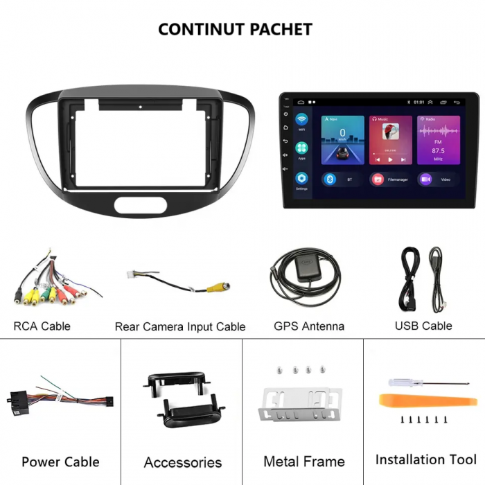 Navigatie cu Android 11 2GB RAM 32 GB ROM,dedicata Hyundai i10 (2007-2013),Carplay si Android Auto [10]