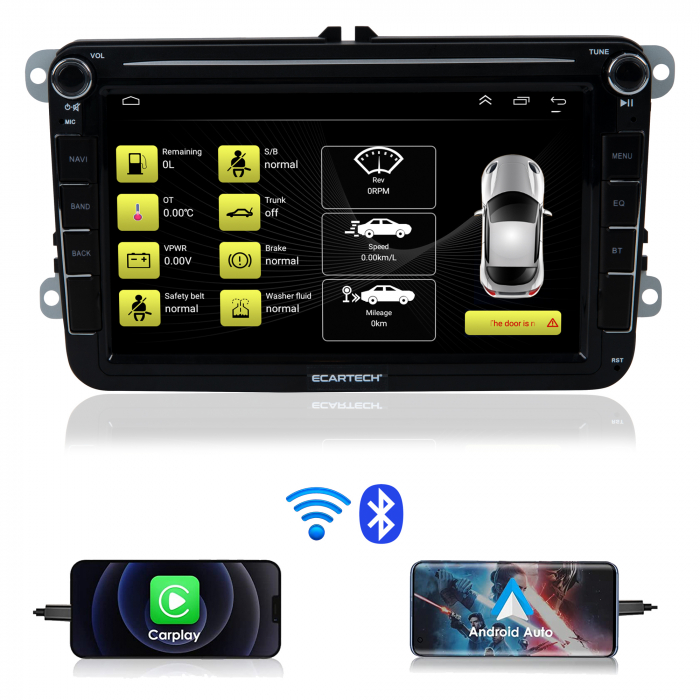 Navigatie Volkswagen|Skoda|Seat cu Android 12, 4GB RAM 64GB ROM, DSP, Slot SIM 4G, Ecran de 8 Inch, dedicata Golf 5, Golf 6, Jetta, Passat B6, CC, B7, Polo, Tiguan, Touran, Skoda, Seat [7]