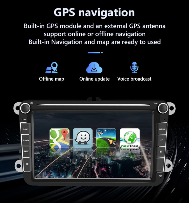 Navigatie Volkswagen|Skoda|Seat cu Android 12, 4GB RAM 64GB ROM, DSP, Slot SIM 4G, Ecran de 8 Inch, dedicata Golf 5, Golf 6, Jetta, Passat B6, CC, B7, Polo, Tiguan, Touran, Skoda, Seat [14]
