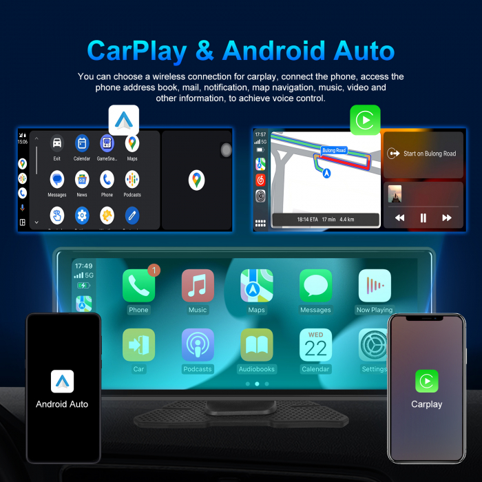 Navigatie cu Android 13, 4GB+64GB, CAMERA DVR FULL HD INCLUSA si Camera marsarier, GPS Portabil, Universal, CarPlay si Android Auto WI-FI, ecran tactil HD 10.26 inch [9]