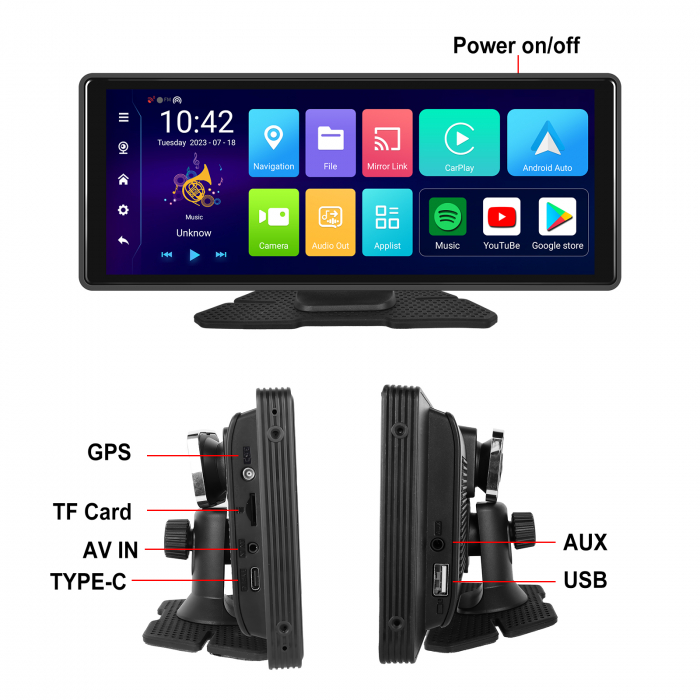 Navigatie cu Android 13, 4GB+64GB, CAMERA DVR FULL HD INCLUSA si Camera marsarier, GPS Portabil, Universal, CarPlay si Android Auto WI-FI, ecran tactil HD 10.26 inch [24]