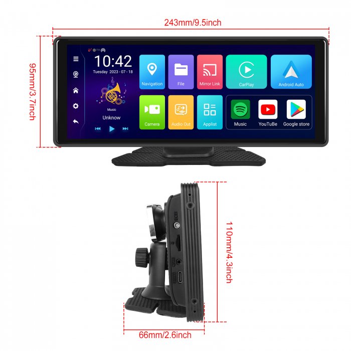Navigatie cu Android 13, 4GB+64GB, CAMERA DVR FULL HD INCLUSA si Camera marsarier, GPS Portabil, Universal, CarPlay si Android Auto WI-FI, ecran tactil HD 10.26 inch [13]
