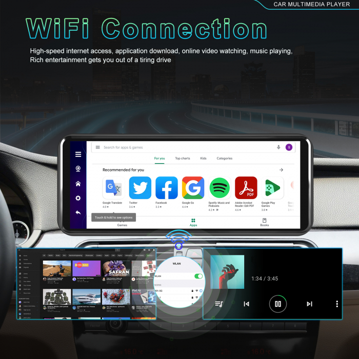Navigatie cu Android 13, 4GB+64GB, CAMERA DVR FULL HD INCLUSA si Camera marsarier, GPS Portabil, Universal, CarPlay si Android Auto WI-FI, ecran tactil HD 10.26 inch [21]