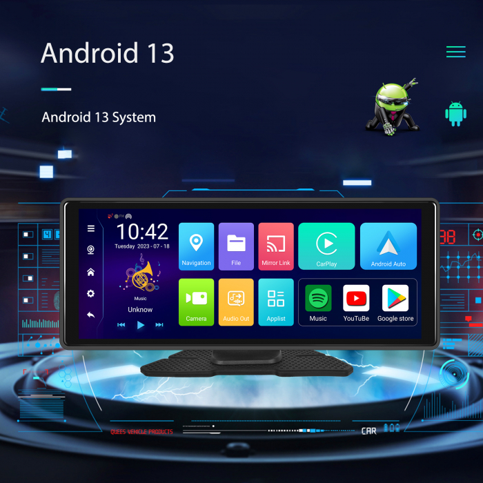 Navigatie cu Android 13, 4GB+64GB, CAMERA DVR FULL HD INCLUSA si Camera marsarier, GPS Portabil, Universal, CarPlay si Android Auto WI-FI, ecran tactil HD 10.26 inch [19]