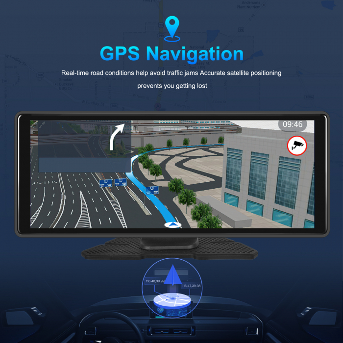 Navigatie cu Android 13, 4GB+64GB, CAMERA DVR FULL HD INCLUSA si Camera marsarier, GPS Portabil, Universal, CarPlay si Android Auto WI-FI, ecran tactil HD 10.26 inch [11]