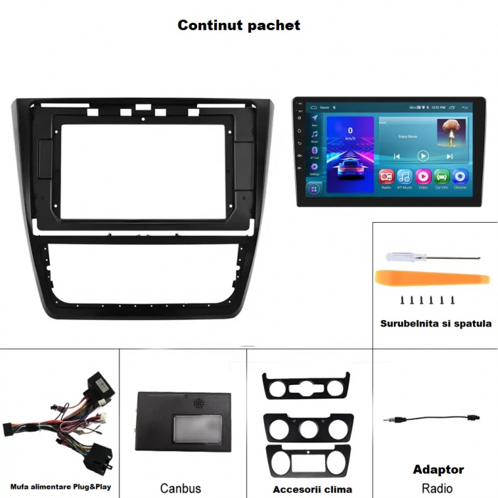 Navigatie cu Android 2GB RAM 32GB ROM, Android 11, CarPlay si Android Auto Wi-fi, Youtube, Waze, ecran HD 10.1 Inch, dedicata Skoda Yeti 2009-2017 [4]