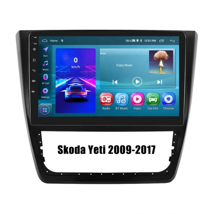 Navigatie cu Android 2GB RAM 32GB ROM, Android 11, CarPlay si Android Auto Wi-fi, Youtube, Waze, ecran HD 10.1 Inch, dedicata Skoda Yeti 2009-2017 [2]