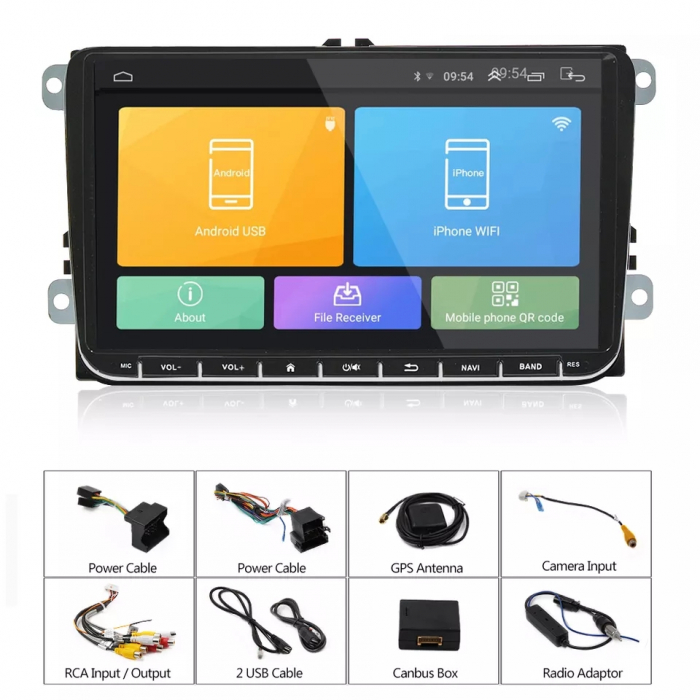 Navigatie Volkswagen|Skoda|Seat cu Android, Ecran de 9 Inch, dedicata Golf 5, Golf 6, Jetta, Passat B6, CC, B7, Polo, Tiguan, Touran, Skoda, Seat [18]