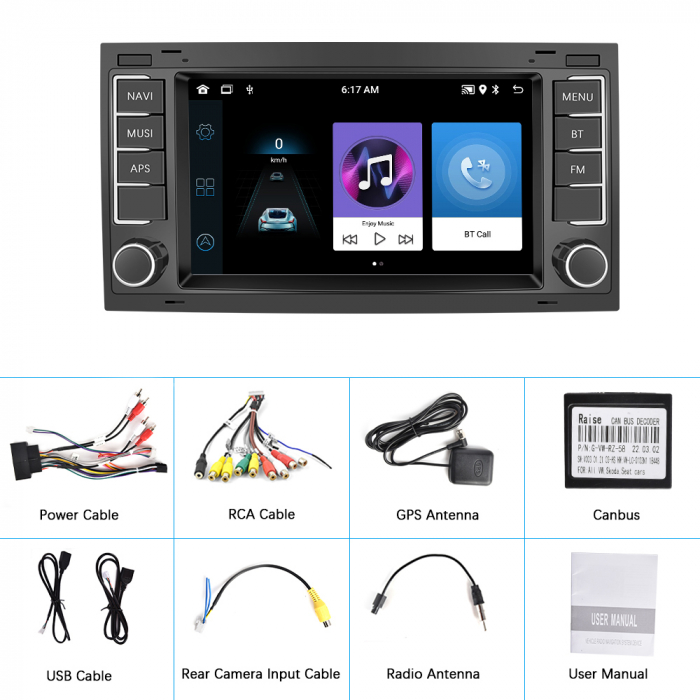 Navigatie cu Android dedicata Volkswagen Transporter T5 2004-2009-,Radio GPS Dual Zone, Display HD 7" Touchscreen, Internet Wi-Fi, Bluetooth, MirrorLink, USB, Waze [10]