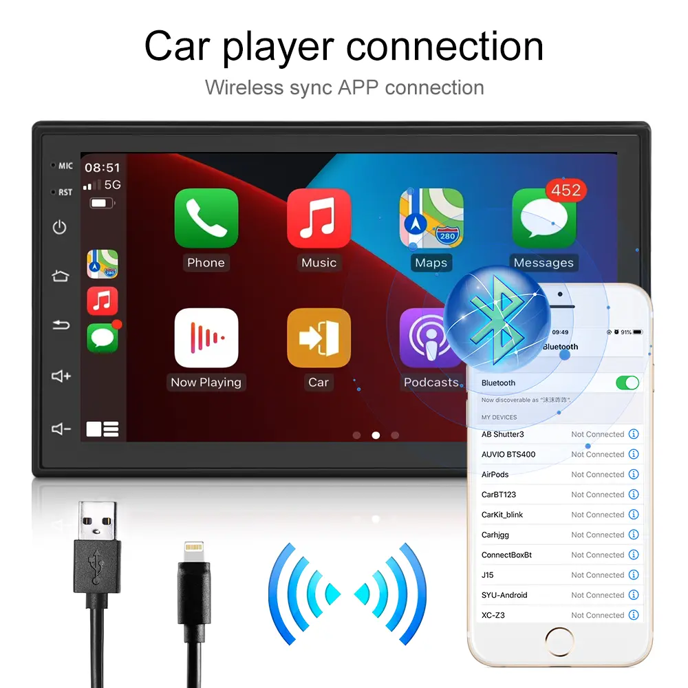 Navigație 2DIN Android cu CarPlay și Android Auto, 1GB RAM, 16GB ROM - Ideală pentru VW Golf 4, Passat B5, Skoda, Bora [10]