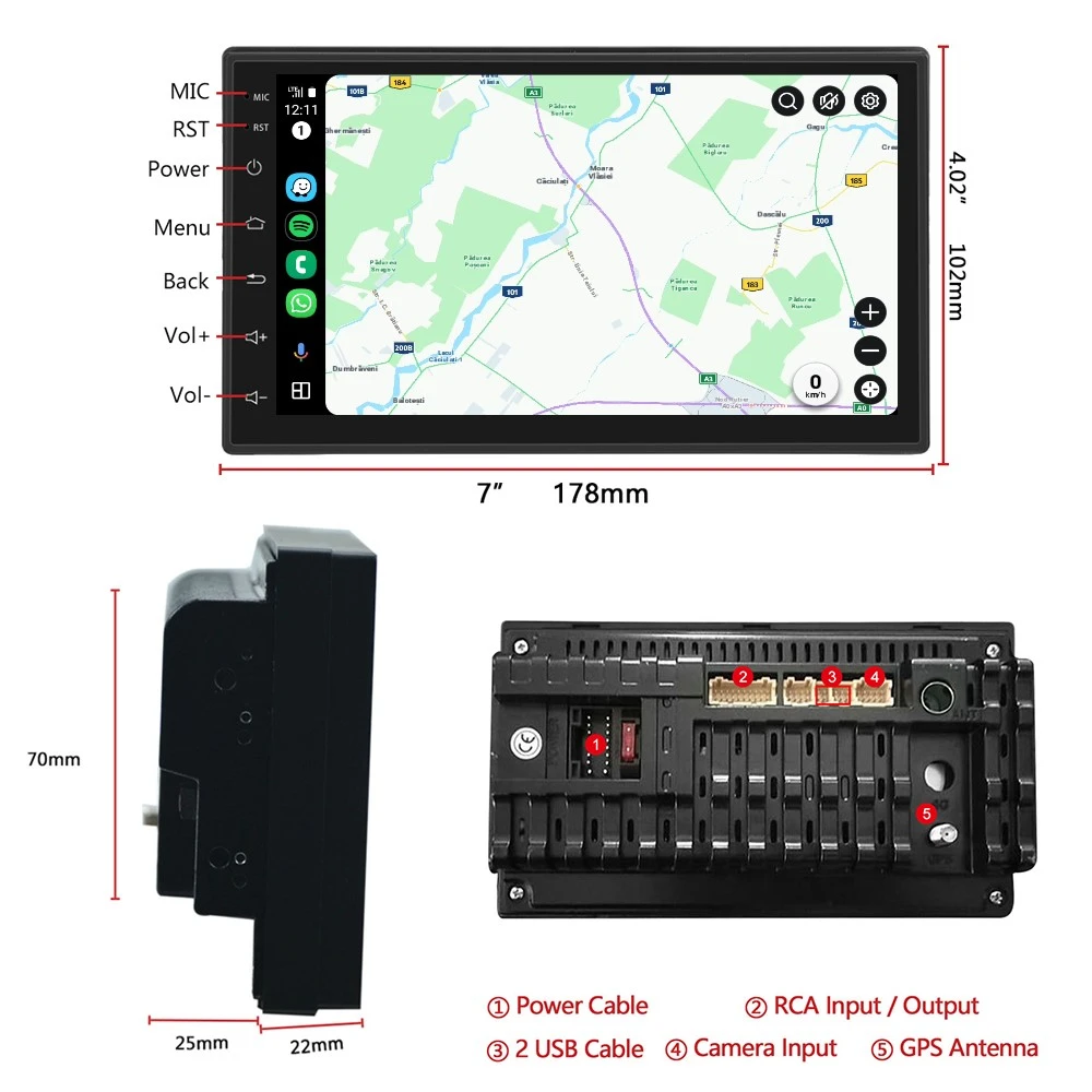 Navigație 2DIN Android cu CarPlay și Android Auto, 1GB RAM, 16GB ROM - Ideală pentru VW Golf 4, Passat B5, Skoda, Bora [17]