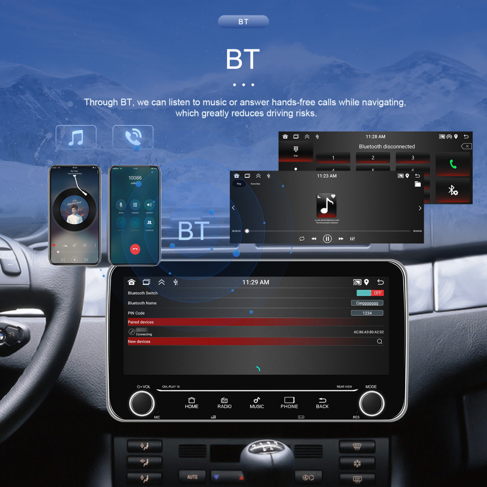 Navigatie cu Android, Universala 2DIN 10.26 inch 2+64 GB, CarPlay si Android auto wifi, youtube, waze MODEL 2025 [5]