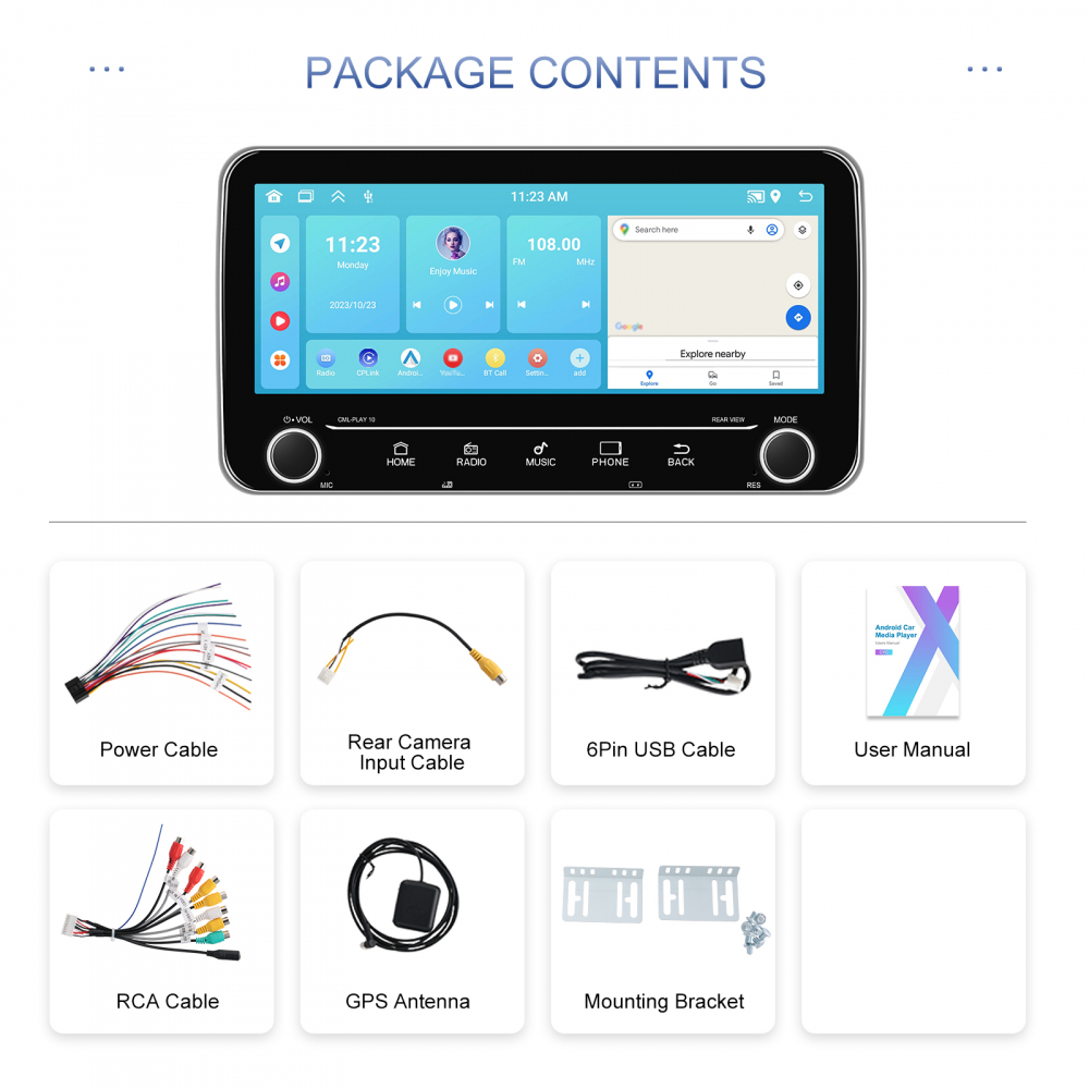 Navigatie cu Android, Universala 2DIN 10.26 inch 2+64 GB, CarPlay si Android auto wifi, youtube, waze MODEL 2025 [14]