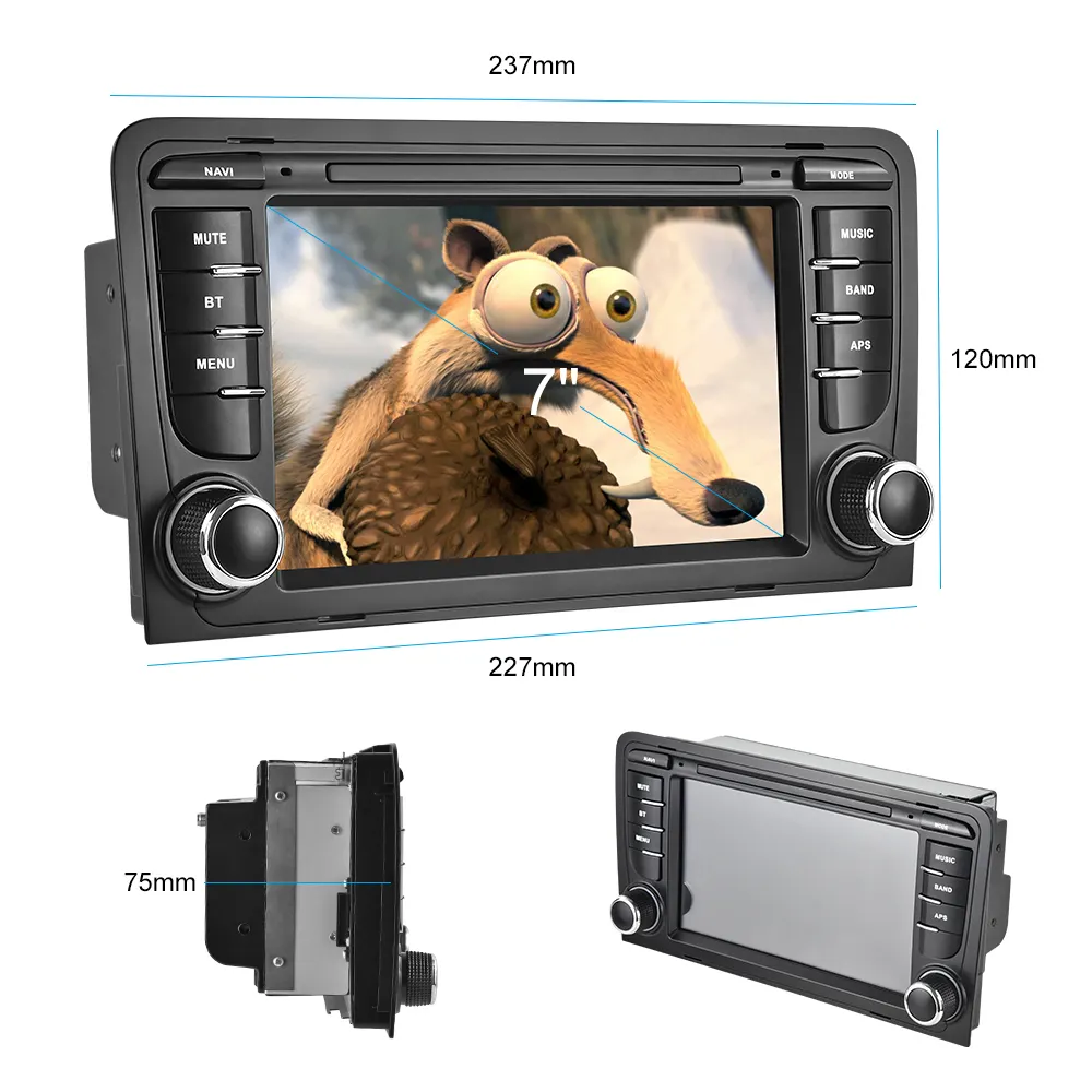 Navigatie Audi A3 (2003-2012) cu Android 13, 2GB RAM 32 GB ROM ecran 7 Inch, Carplay si Android Auto wireless [2]