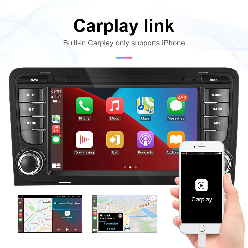 Navigatie Audi A3 (2003-2012) cu Android 13, 2GB RAM 32 GB ROM ecran 7 Inch, Carplay si Android Auto wireless [9]