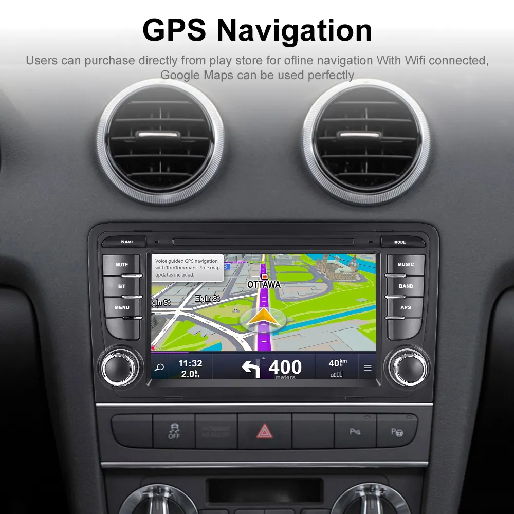 Navigatie Audi A3 (2003-2012) cu Android 13, 2GB RAM 32 GB ROM ecran 7 Inch, Carplay si Android Auto wireless [4]