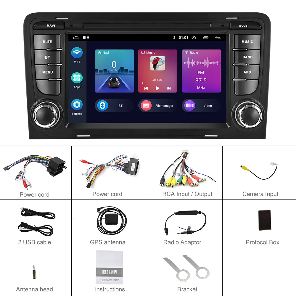 Navigatie Audi A3 (2003-2012) cu Android 13, 2GB RAM 32 GB ROM ecran 7 Inch, Carplay si Android Auto wireless [10]