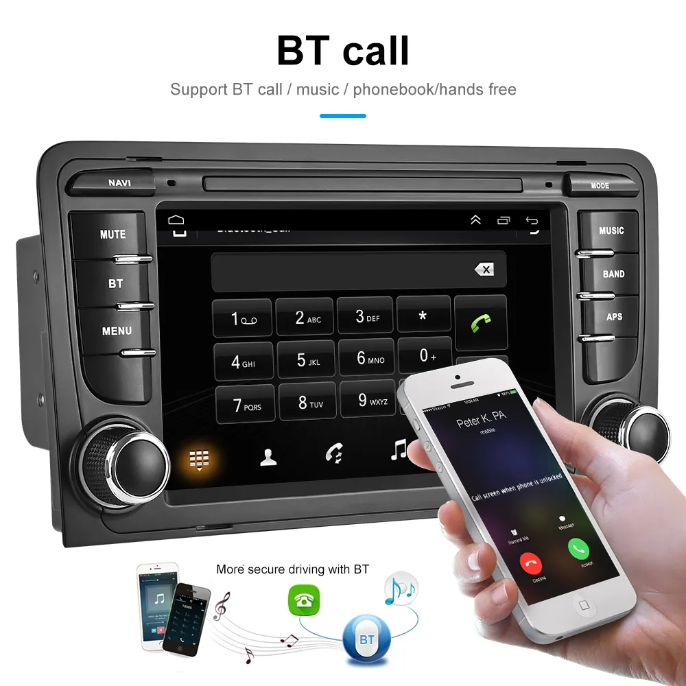 Navigatie Audi A3 (2003-2012) cu Android 13, 2GB RAM 32 GB ROM ecran 7 Inch, Carplay si Android Auto wireless [3]