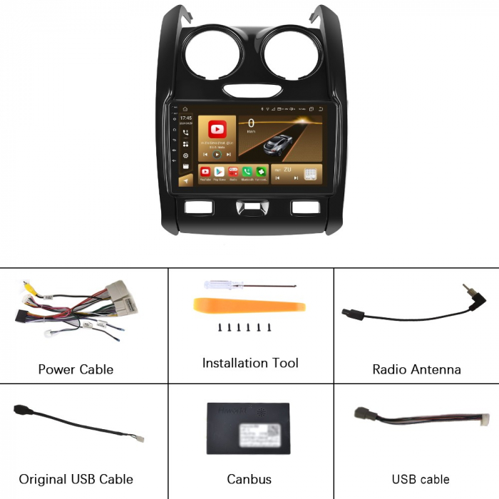 Navigatie Dacia Duster (2012-2019) cu Android 13, 4GB RAM 64 GB ROM, DSP, CarPlay si Android Auto, ecran 9 inch [9]