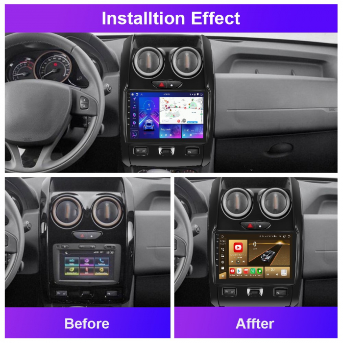 Navigatie Dacia Duster (2012-2019) cu Android 13, 4GB RAM 64 GB ROM, DSP, CarPlay si Android Auto, ecran 9 inch [3]