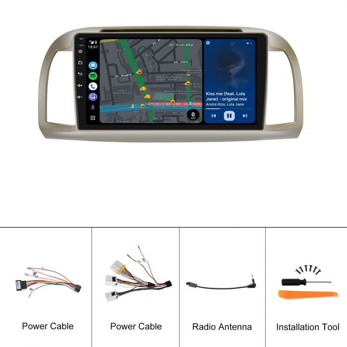 Navigatie Nissan Micra III (2002-2010), Android 12, 4GB RAM 64GB, SIM 4G, DSP, Carplay si Android auto, ecran 9 inch [9]
