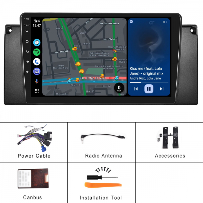 Navigatie BMW X5 E53 (1999-2005), Android 12, 8GB RAM 128GB, SIM 4G, DSP, Carplay si Android auto, ecran 9 inch [8]