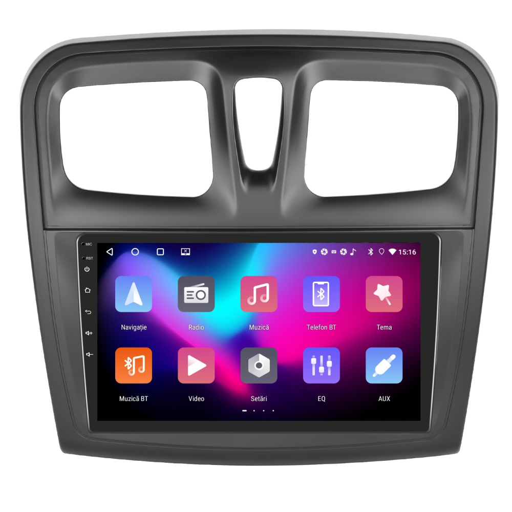 Navigație Dacia Logan, Duster, Sandero (2012-2020) 4GB 64GB, Android 13 cu CarPlay și Android Auto Wireless Ecran 9 Inch, GPS, WiFi Integrat, DSP [10]