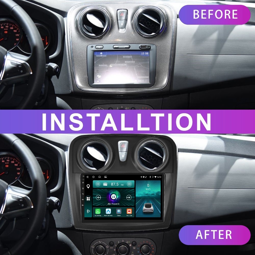 Navigatie Dacia Logan, Duster, Sandero (2012-2020), 4GB RAM 64GB, DSP, Android 12, Carplay si Android auto,ecran 9 Inch [2]