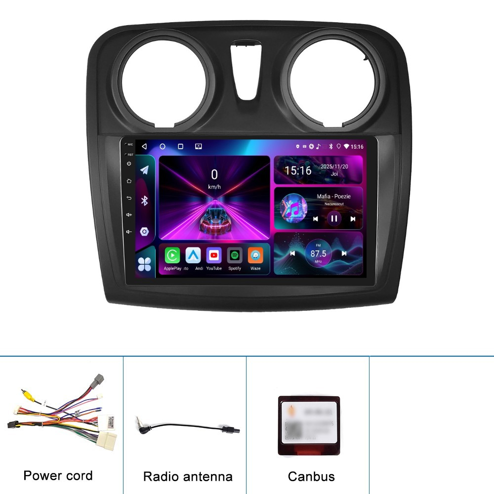 Navigatie Dacia Logan, Duster, Sandero (2012-2020), 4GB RAM 64GB, DSP, Android 12, Carplay si Android auto,ecran 9 Inch [6]