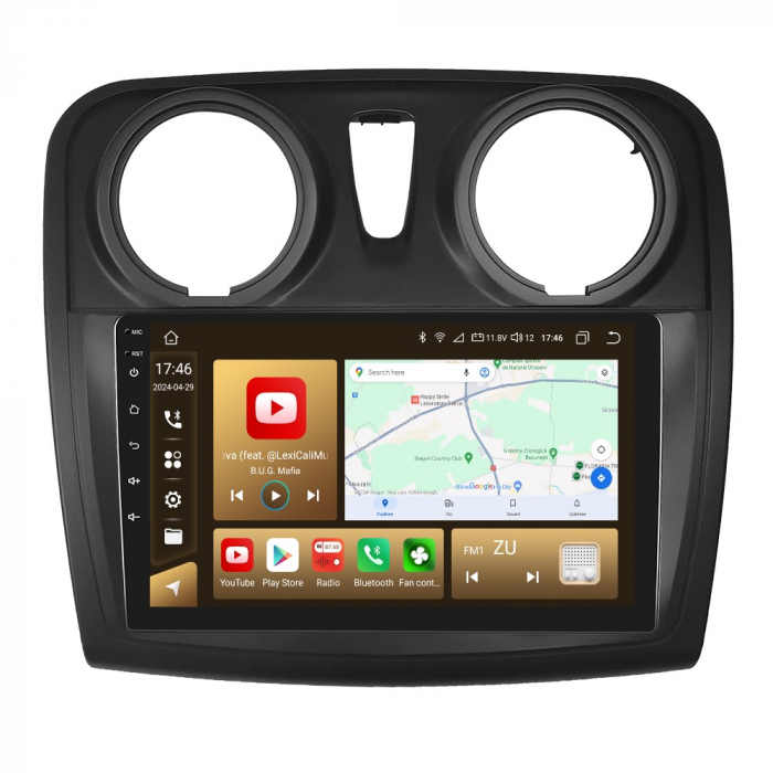 Navigatie Dacia Logan, Duster, Sandero (2012-2020), 8 GB RAM 128 GB Cartela SIM 4G, DSP, Android 13, Carplay si Android auto,ecran 9 Inch [4]