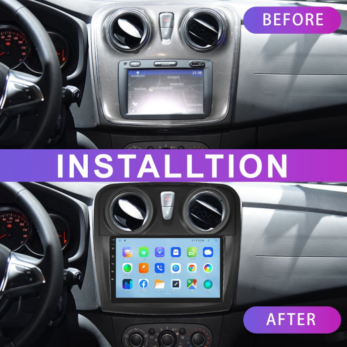 Navigatie Dacia Logan, Duster, Sandero (2012-2020) cu Android 11, 2GB RAM 32 GB ROM ecran 9 Inch,Carplay si Android Auto [4]