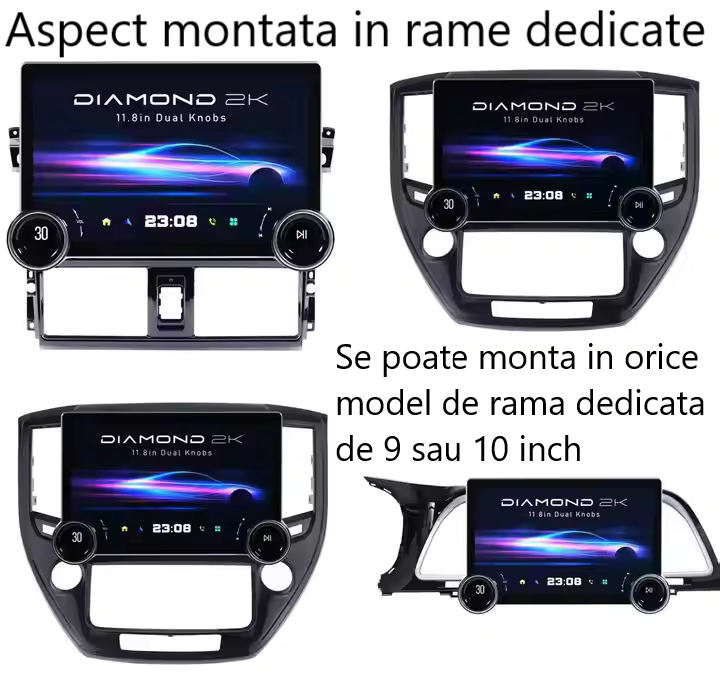 navigatie android auto qled 11.8 inch 4+64gb compatibila universal cu carplay si android auto ecran 2k diamond 2025 [3]