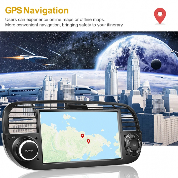 Navigatie Fiat 500 (2007-2014) cu Android 12, 2GB 64GB, Carplay și Android Auto Wi-fi, ecran 7 inch [3]